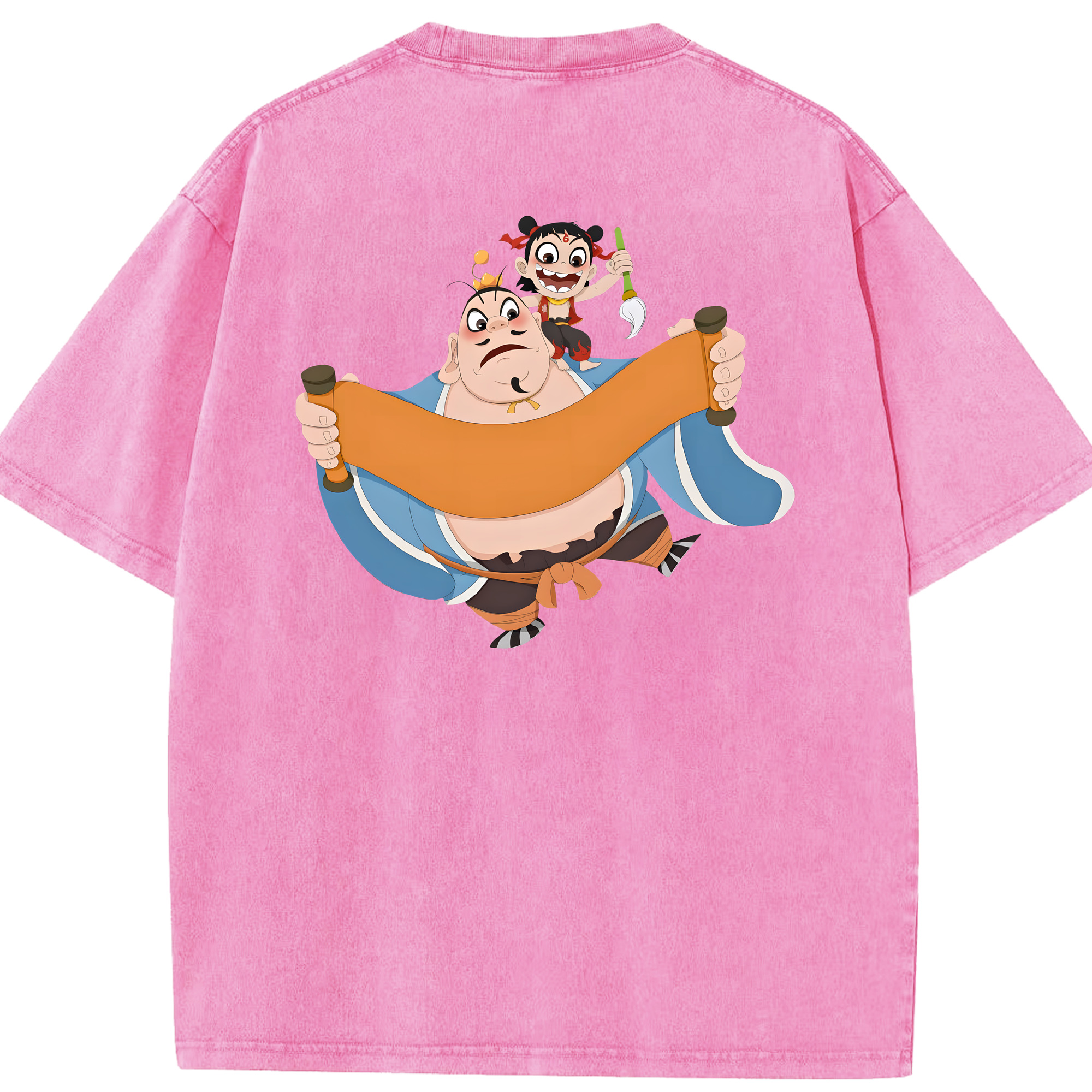 （画像用） Ne Zha 2 ナタ 魔童の大暴れ 綿100% ヴィンテージ風 半袖Tシャツ（背面プリント）